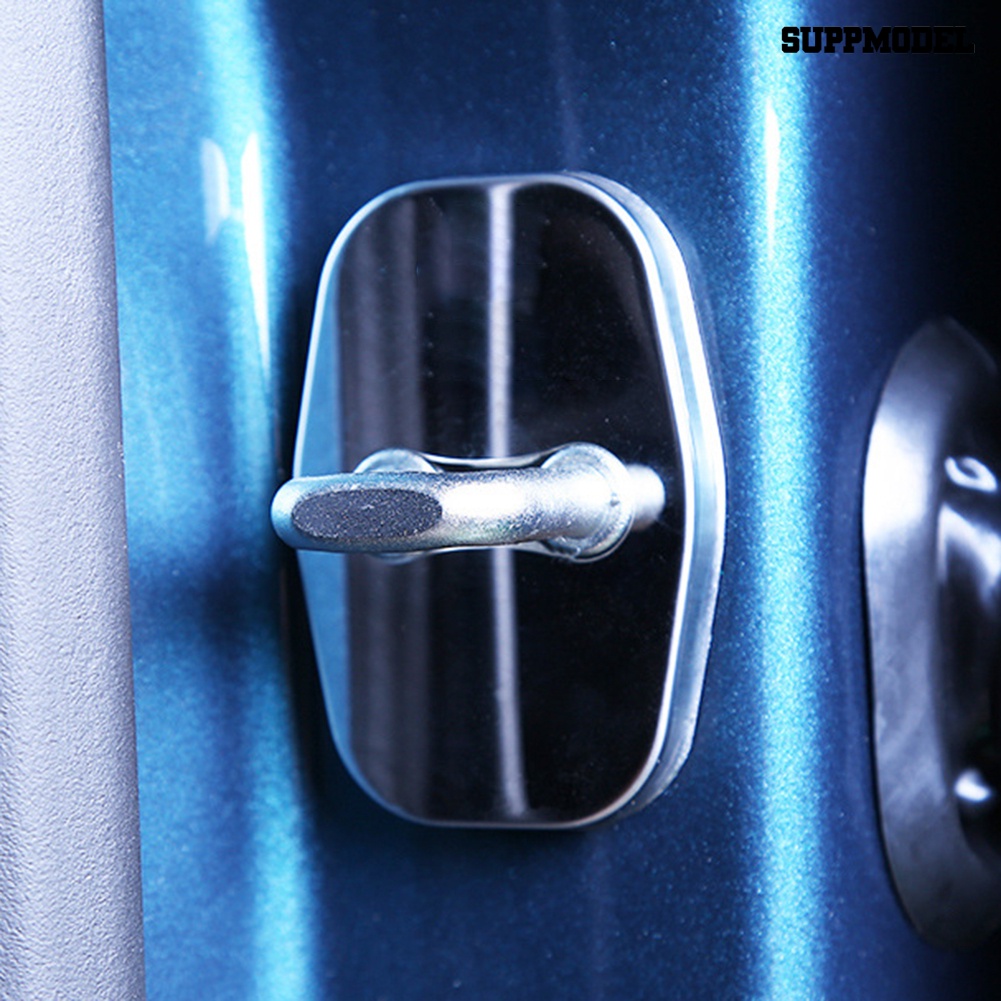 4pcs Stiker Cover Kunci Pintu Mobil Bahan Stainless Steel Untuk Peugeot 301 / 308 / 407 / 508