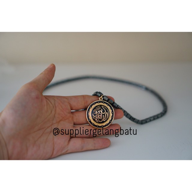 PROMO Kalung Ginsamyong Arab ALLAHU AKBAR TAKBIR Gold magnet KOREA kesehatan tourmaline bonus gelang