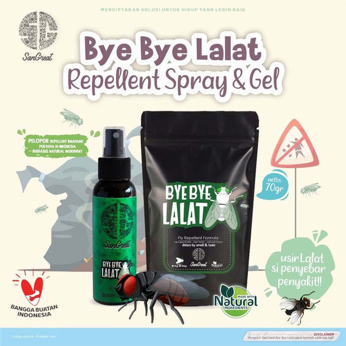 Pengusir Lalat SanGreat Bye Bye Lalat Gel 100 gr &amp; Spray 100 ml ampuh