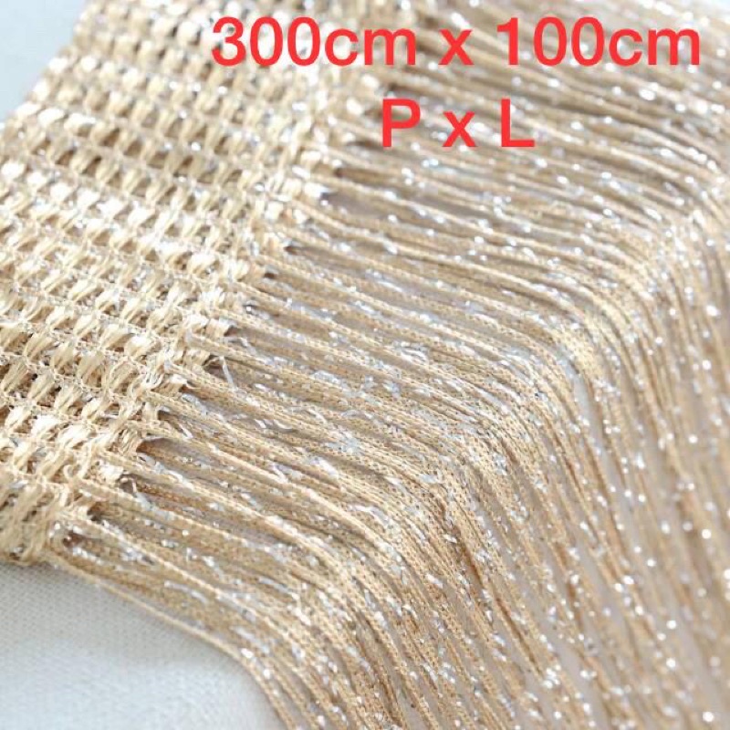 tirai benang gold / tirai gliter gold / tirai dekorasi 3meter x 1meter