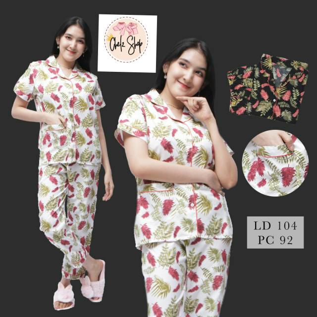 Baju Tidur Piyama Wanita/Cewek Pajamas Motif Dewasa Kekinian Karakter/Kotak Guillen