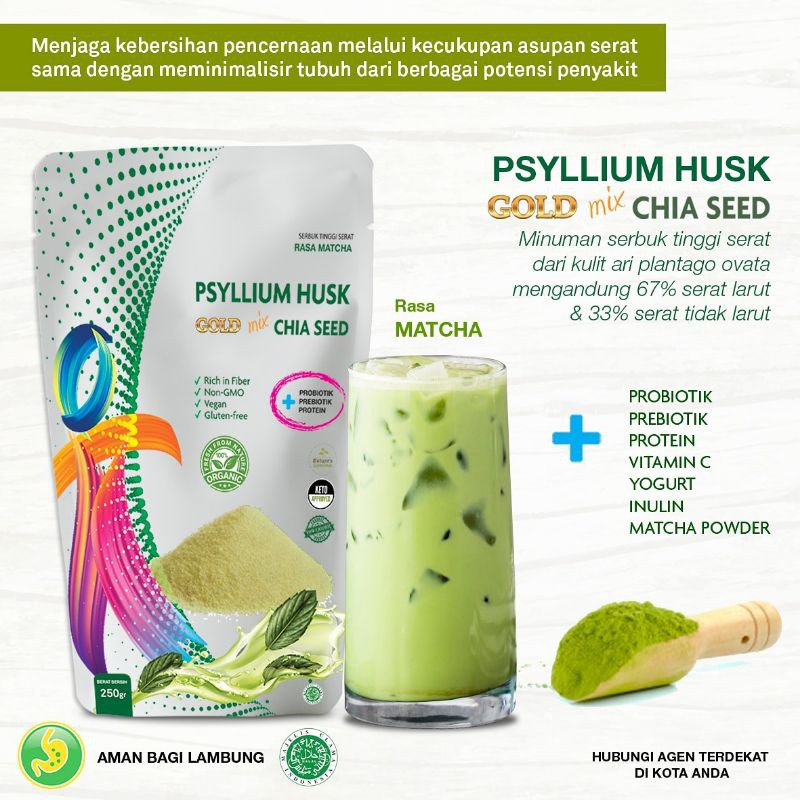 

psyllium husk mix chia seed rasa macha green teac