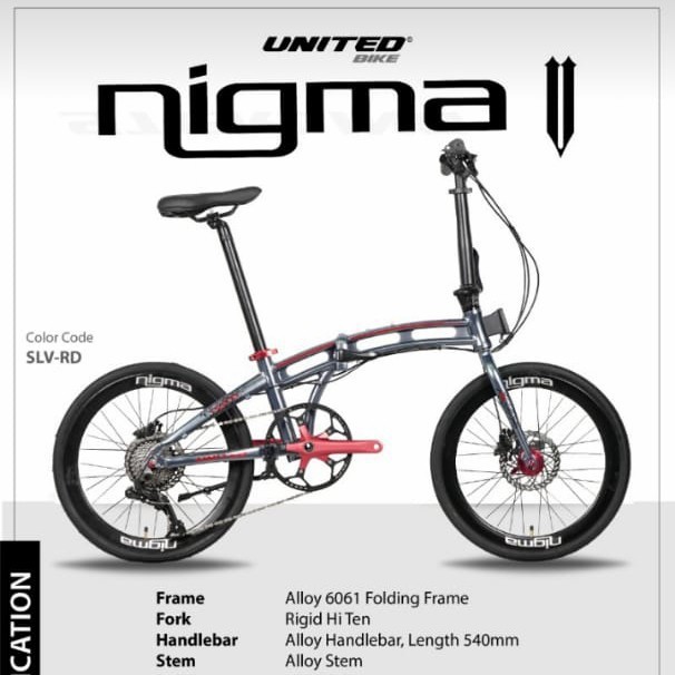 Sepeda Lipat Folding 20 inch United Nigma 5 V Alloy 2021 Garansi SNI-1