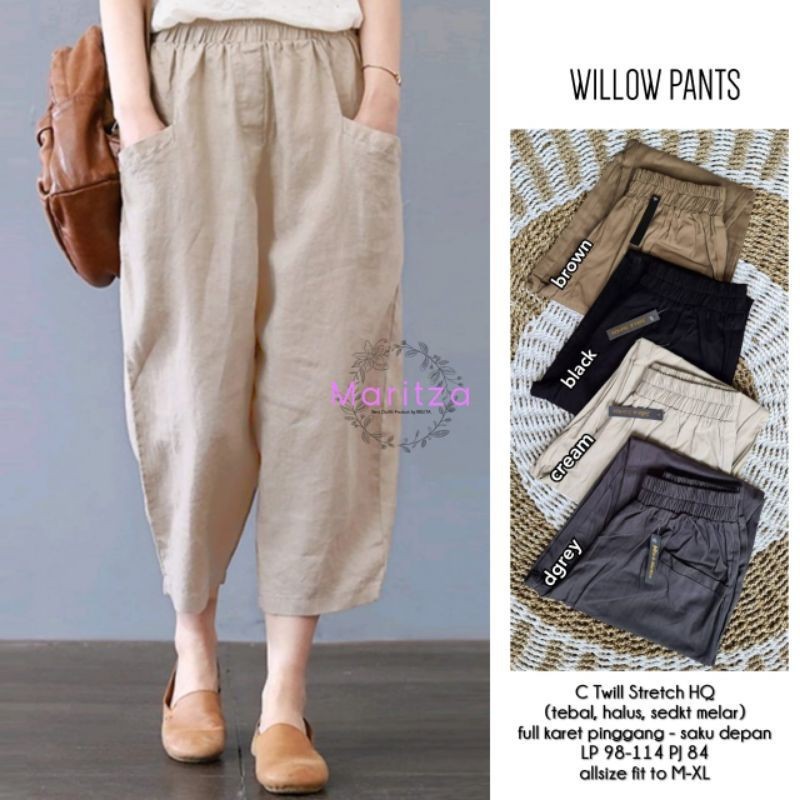 COD - WILLOW PANTS M L XL XXL CELANA WANITA BAHAN CELANA KOREA GB