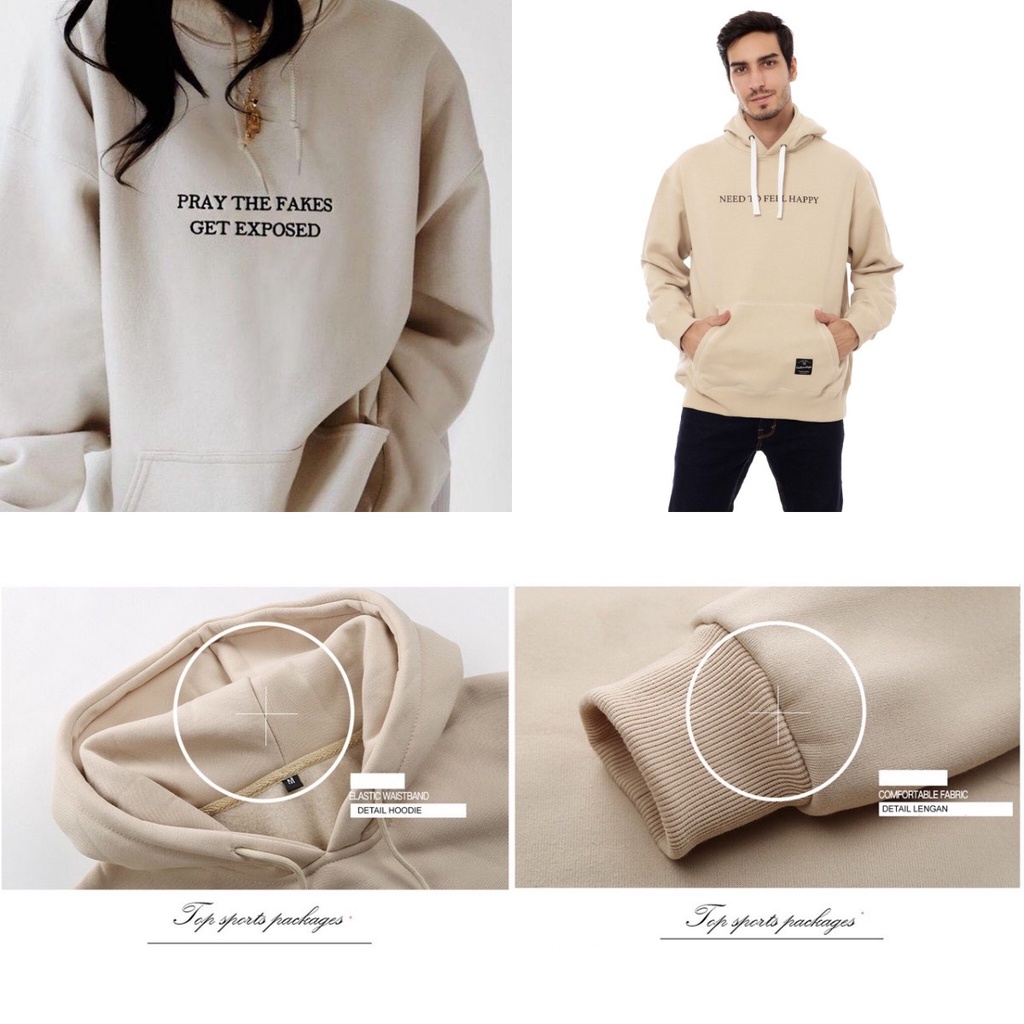 Sweater Hoodie Pria polos original Unisex Pria wanita bahan tebal Termurah Ukuran M L XL