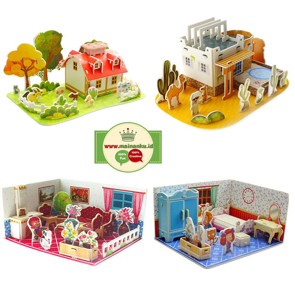 Mini 3D Puzzle ANIMALS BACKYARD | Hadiah Ulang Tahun Anak - 1690-4