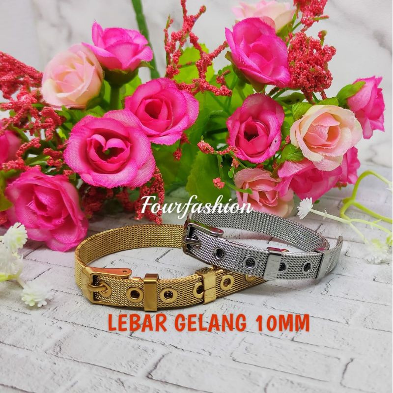 Fourfashion Gelang Titanium Rantai Pandora Modern Untuk Isi Emas 10MM