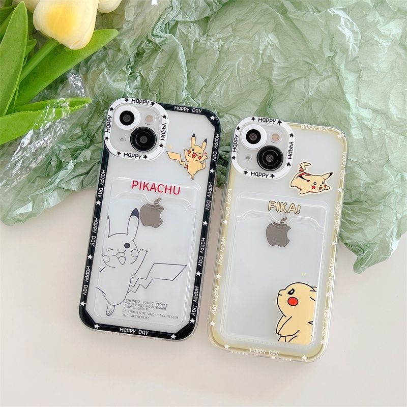 Soft Case Pelindung Transparan Motif Kartun Pikachu Untuk iPhone 12 13 Pro MAX 11 X XR XS MAX 7 8 Plus