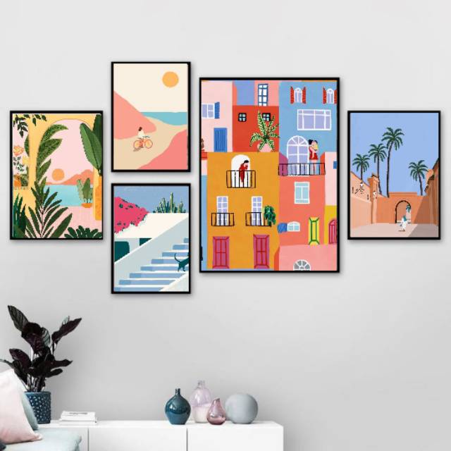 HIASAN DEKORASI LUKISAN DINDING RUANG TAMU RUMAH HOME WALL ART NORDIC DECOR POSTER STYLE MINIMALIS