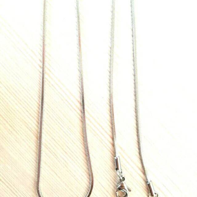 Kalung titanium model kotak ukuran 35/45/60cm anti karat selamanya