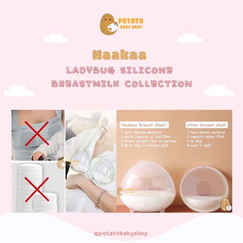 Haakaa Ladybug Silicone Breast Milk Collector 40ml 2pcs - Penampung Asi Breast Shell