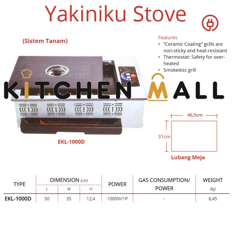 KOMPOR YAKINIKU GETRA EKL-1000D KOMPOR LISTRIK BBQ YAKINIKU