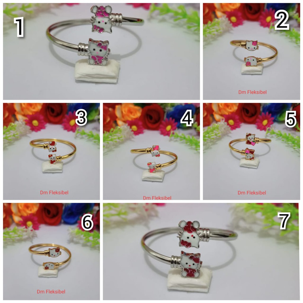 calistanauliolshop Gelang Anak Benggel Motif Hello Kitty (COD)