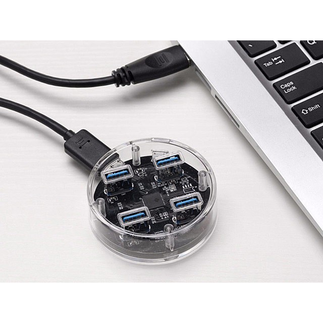 Usb 3.0 hub nyk 4 port 5Gbps circle transparent for pc laptop - Terminal usb3.0 4 slot transparan