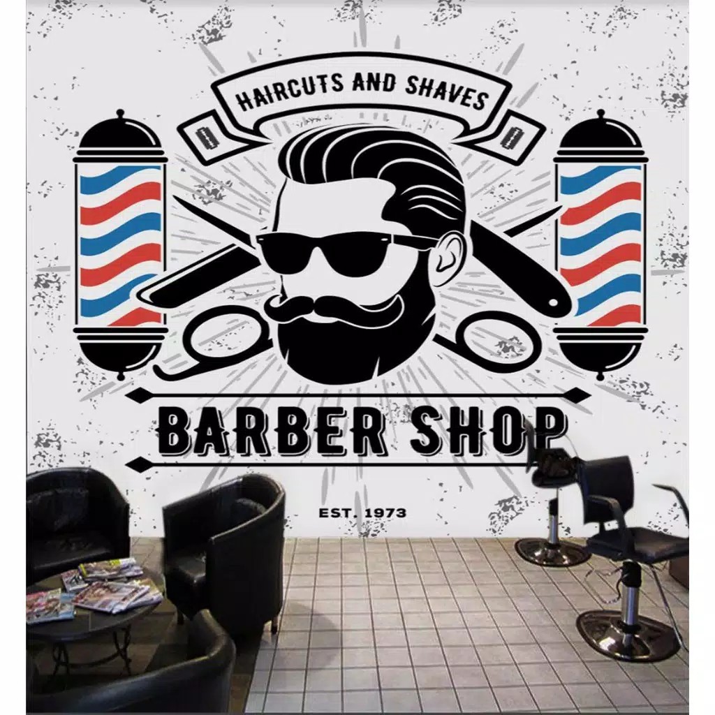 WALLPAPER 3D WALLPAPER CUSTOM WALLPAPER DINDING BARBERSHOP 2