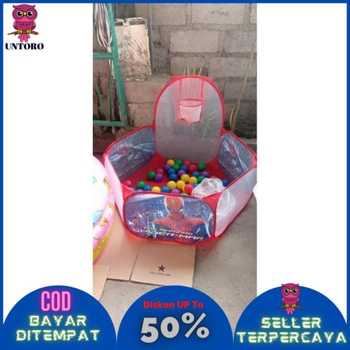 COD Tenda Pop Up Spiderman Kolam Mandi Bola Mainan Anak & Basket Ring MURAH