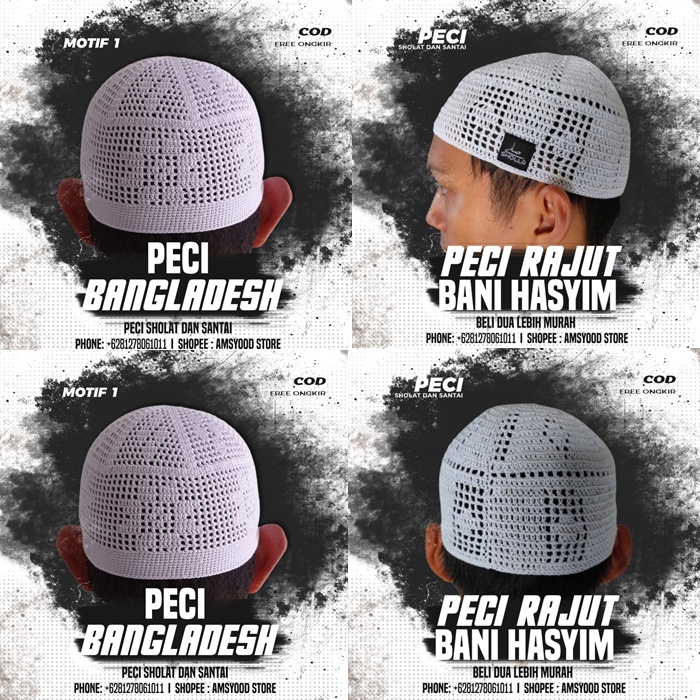 Peci Rajut Premium Madinah Peci Bangladesh Peci Haji - Kopyah bangladesh