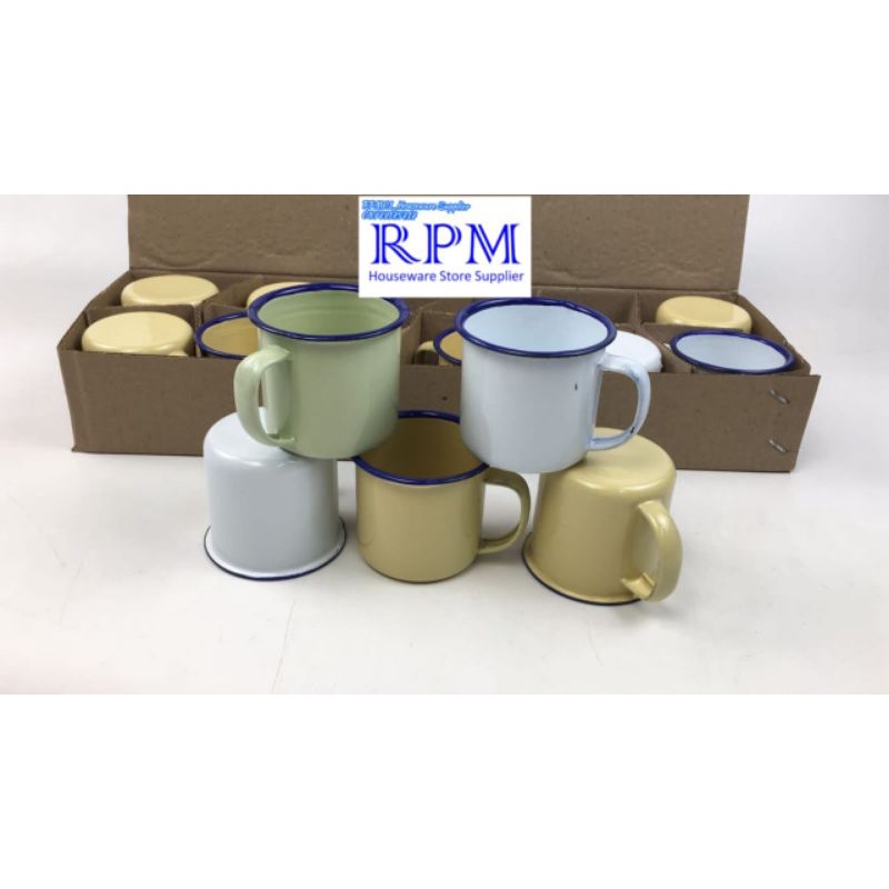 CANGKIR ENAMEL POLOS 6 CM/MUG ENAMEL/CANGKIR SENG KALENG JADUL/GELAS SOUVERNIR /GELAS KALENG