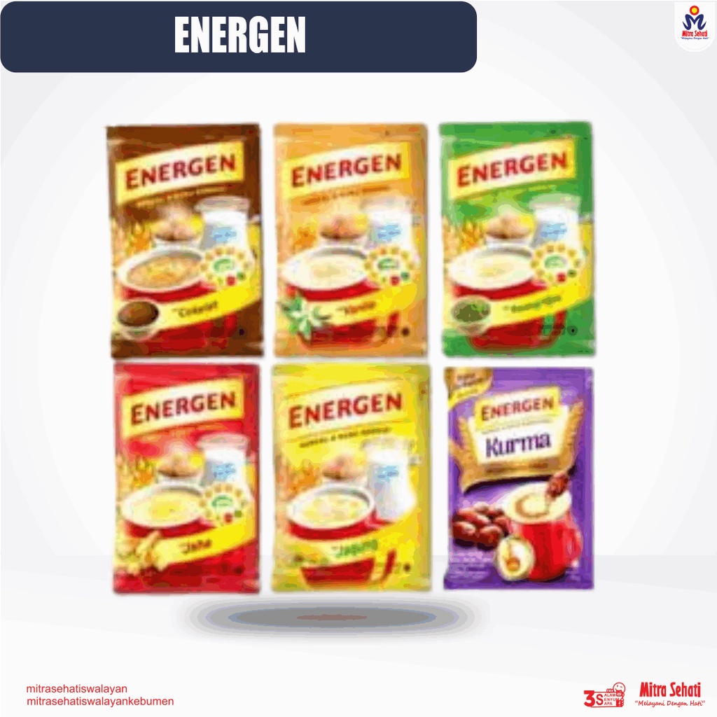 

ENERGEN SUSU DAN CEREAL RASA COKELAT, VANILLA , KACANG HIJAU, JAHE [ Mitra Sehati Swalayan ]