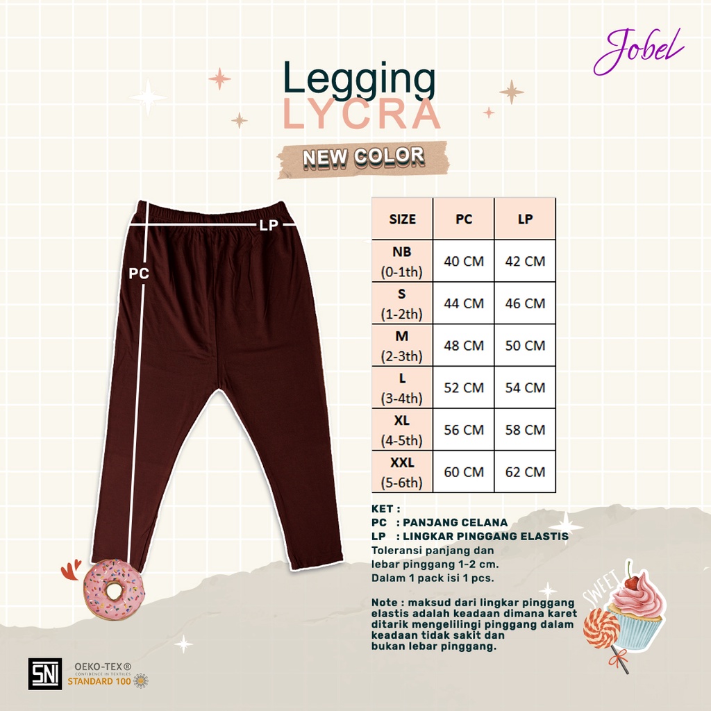 PROMO 12.12 1 Pcs Lycra Legging Kazel Jobel LEGGING BAYI LEGGING ANAK BAHAN LEMBUT 0-5 TAHUN part 2