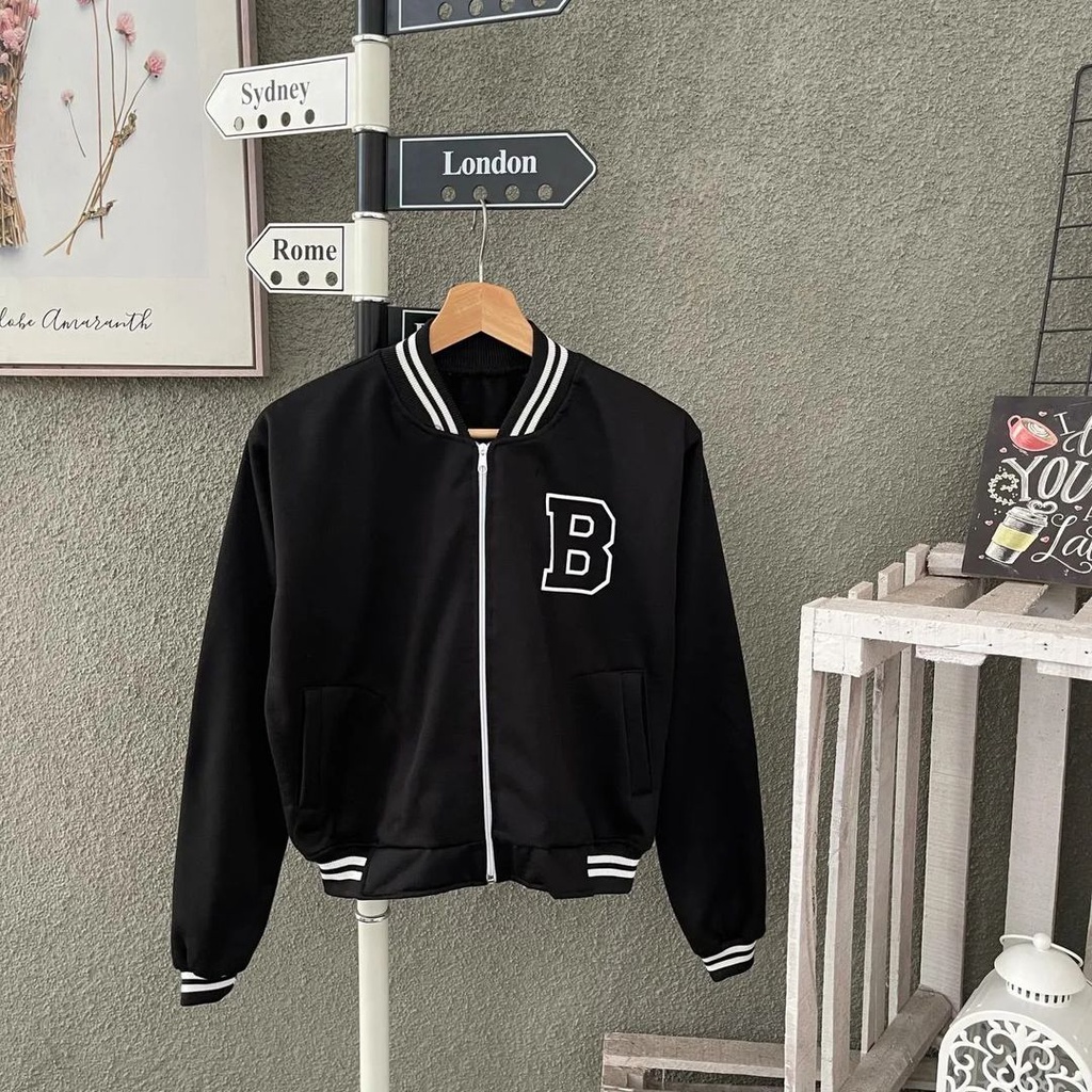 Jaket wanita  model BASEBALL motif B zipper