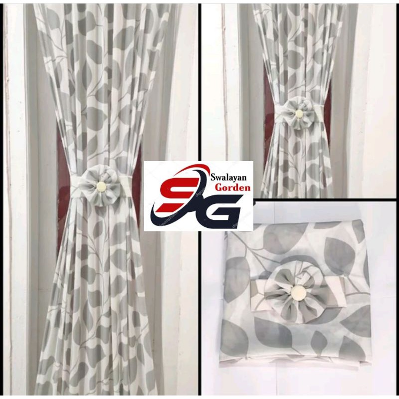 Gorden Ikat Minimalis Kupu-Kupu Original Daun Abu