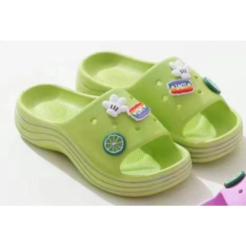 Sandal Crocs Jibbits Fuji Love Wedges + Accesories Import High Quality RF