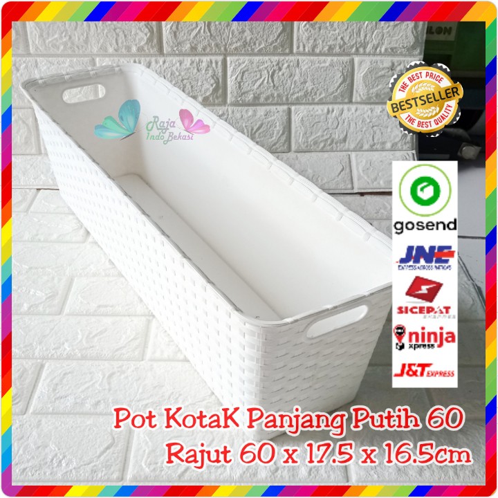 4pcs Pot Panjang 60 Putih - Cjp Pot Kotak Panjang Rotan Rajut 60 Cm Cjp - Bukan Pot Panjang Sgp Gsp