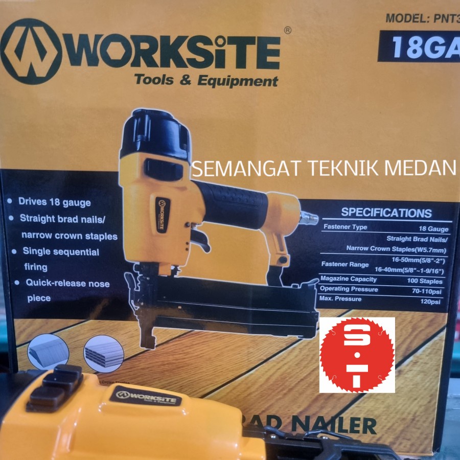 

PNT387 AIR NAILER GUN STAPLES ANGIN PNEUMATIC 2in1 GA18 WORKSITE 18GA