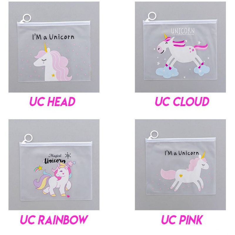 

ZIPPER BAG TRANSPARAN UNICORN / TEMPAT PENSIL UNICORN CUTE PC009 PC010