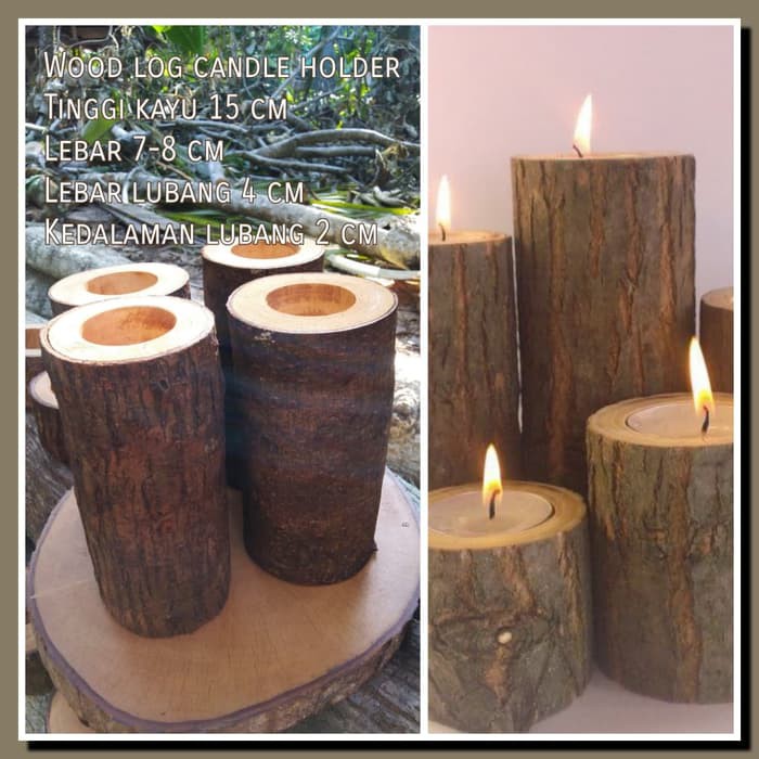 15 cm Wood candle holder tempat lilin kayu no alas lilin elektrik