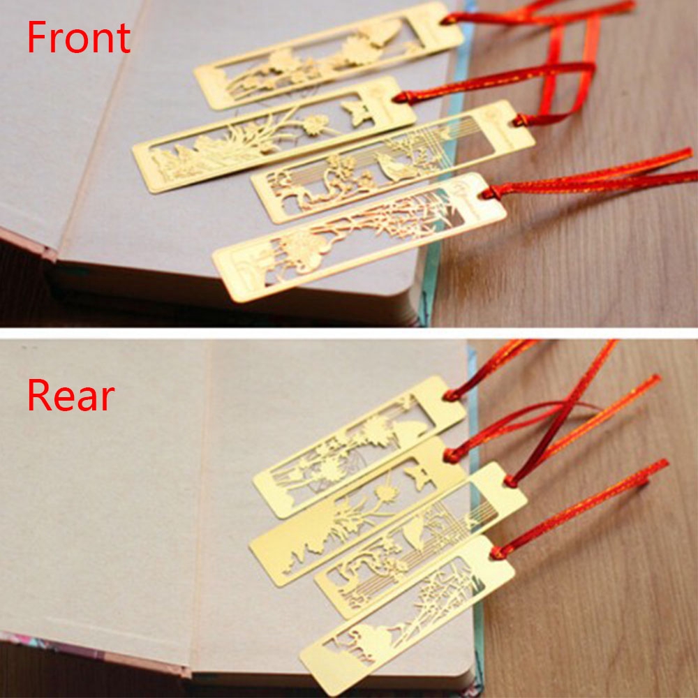 Pembatas Buku Gaya Cina Vintage Warna Emas Bahan Metal