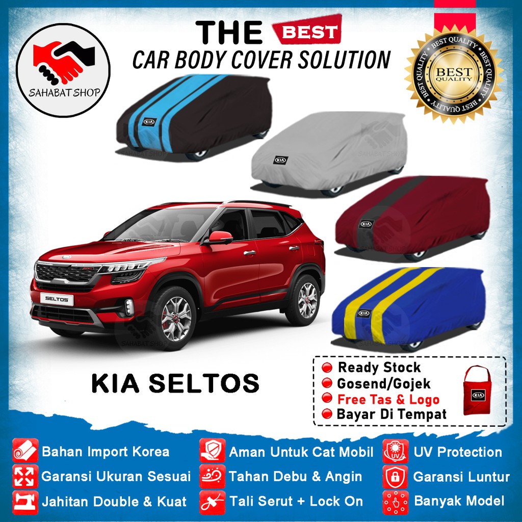 Sahabat Body Cover Mobil Seltos / Sarung Penutup Kia Seltos Outdoor 2019 2020 / Tutup Mantel Selimut Kerudung Kerodong Kelambu Terpal Pelindung Matol Jas Bungkus Mobil Anti Air Waterproof Model Biru