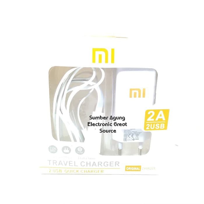 Charger HP Mi 2A 2USB Travel Charger Cas Handphone Berkualitas