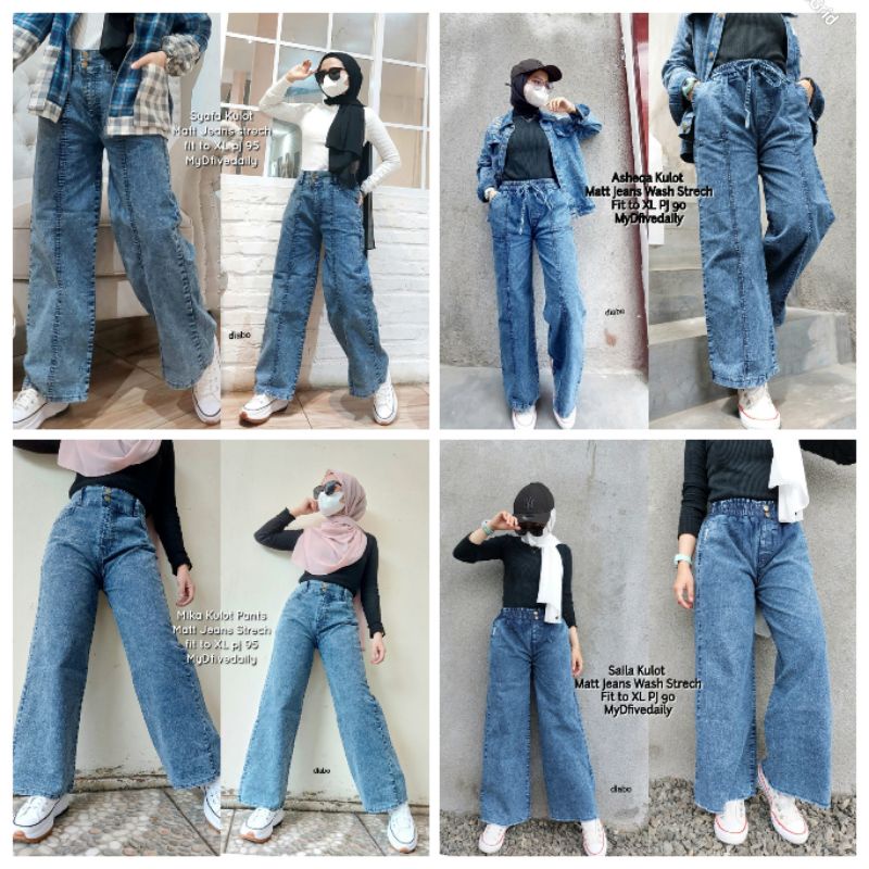 Kulot jeans wash import wanita