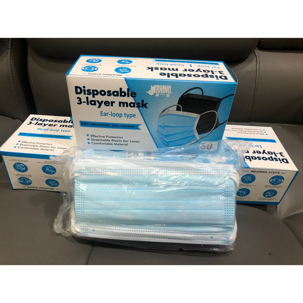 Masker 3 Ply isi 50 Disposable Surgical Mask Masker Bedah Earloop KMK09