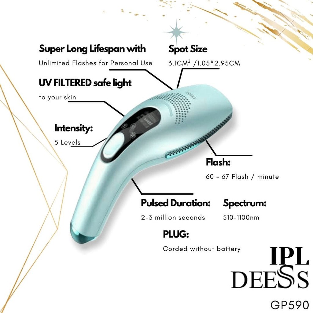 BEAUTY TOOLS IPL DEESS GP590 ICE COLD UNLIMITED SHOOTS HAIR REMOVAL SKIN REJUVE ACNE TREATMENT DESS DEES