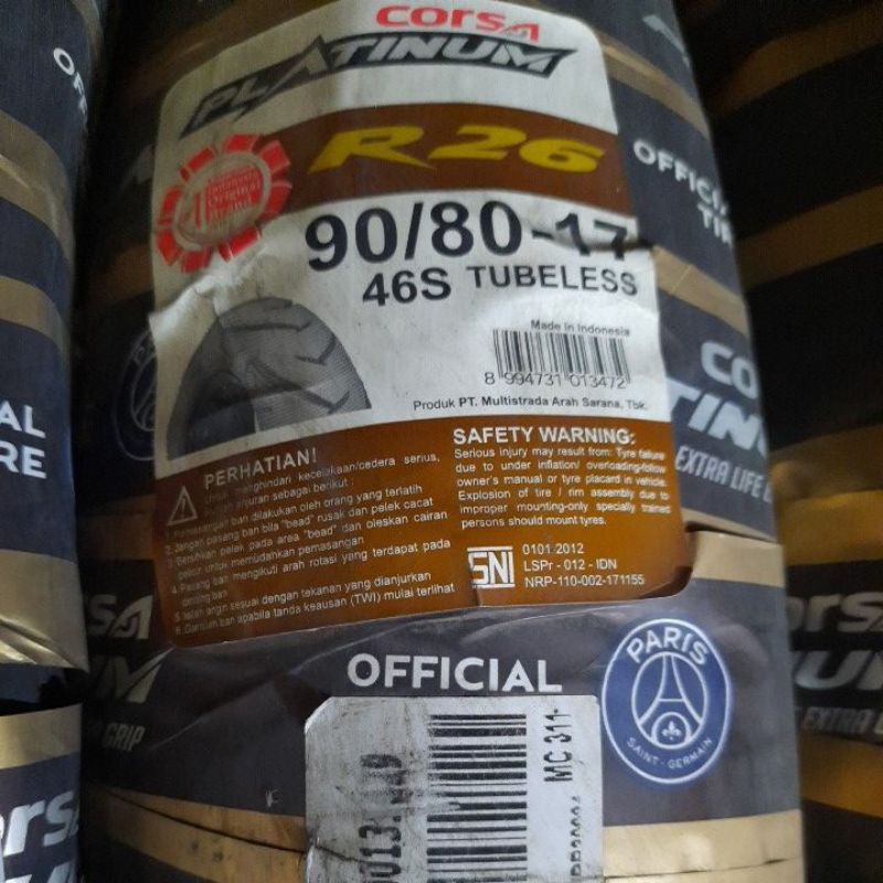 Corsa Platinum R26 uk. 90/80 - 17