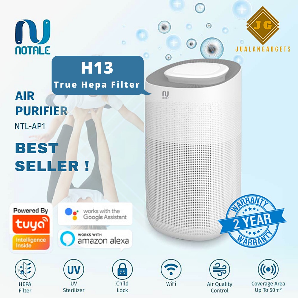 Notale Air Purifier with Hepa 13 Filter UVC Sterilizer 50m2 - Garansi Resmi