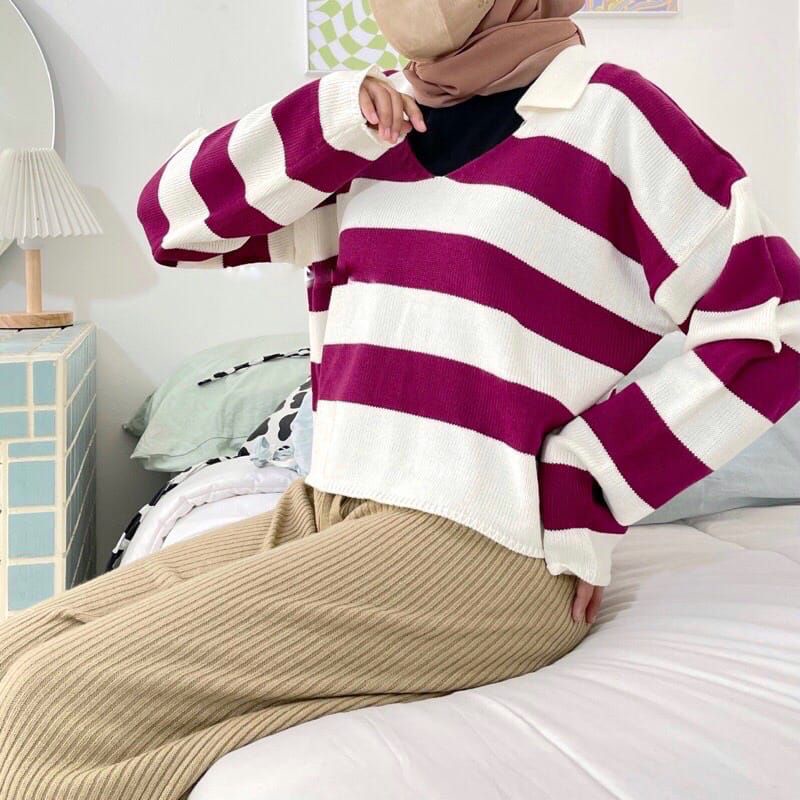 ATASAN BLOUSE RAJUT/SWEATER BLASTER ORIGINAL/MODEL TERBARU KOREA/CROP TOP