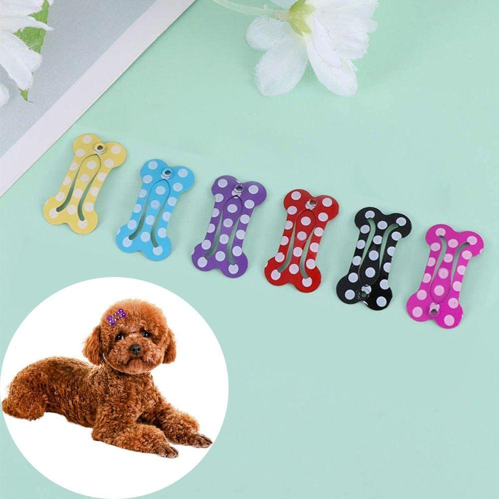 Nickolas1 Jepit Rambut Anjing 2.5cm 5pcs /set Pola Dot Lucu Bentuk Tulang Permukaan Halus Puppy Grooming Aksesoris