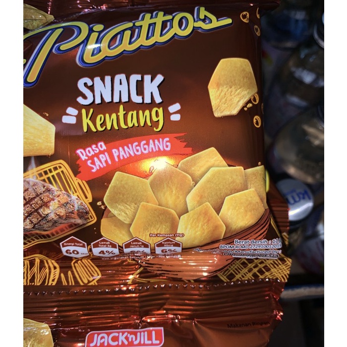 

54eh Piattos Snack Kentang Rasa Sapi Panggang 11 Gram. 1 Renceng Isi 10 Sac 60Jh