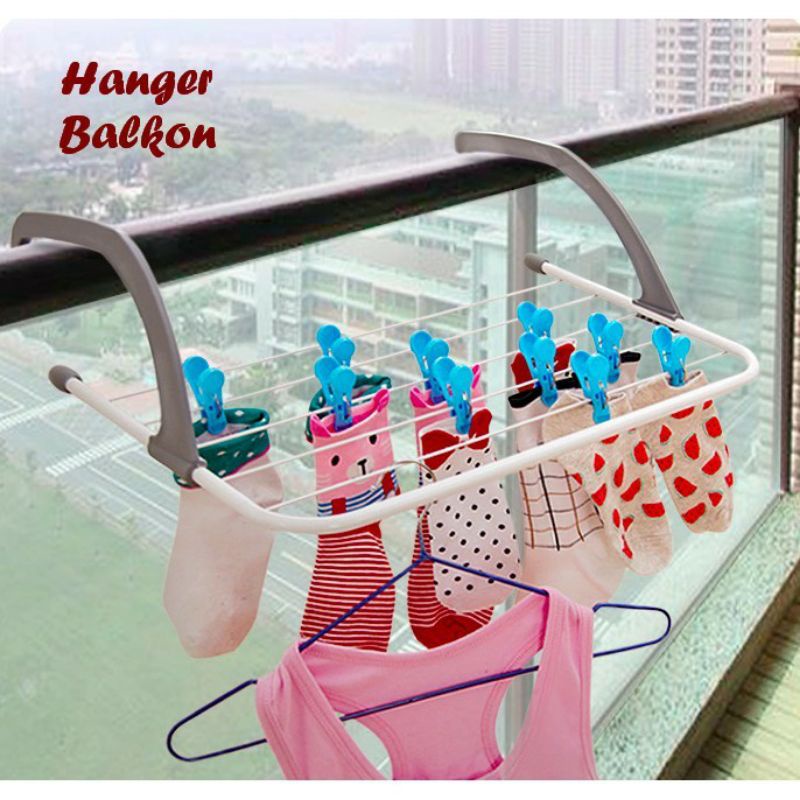 Hanger Balkon Serbaguna Gantungan Jemuran Balkon Handuk Baju Sepatu Gantungan Kait Balkon