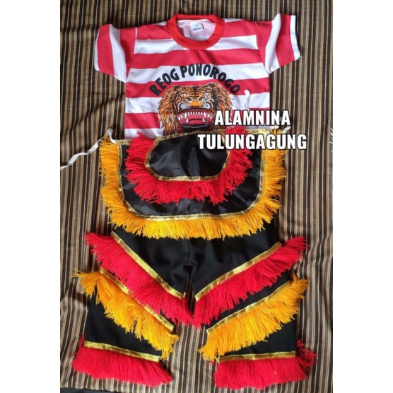 setelan kaos reog Ponorogo dan celana barongan anak dewasa