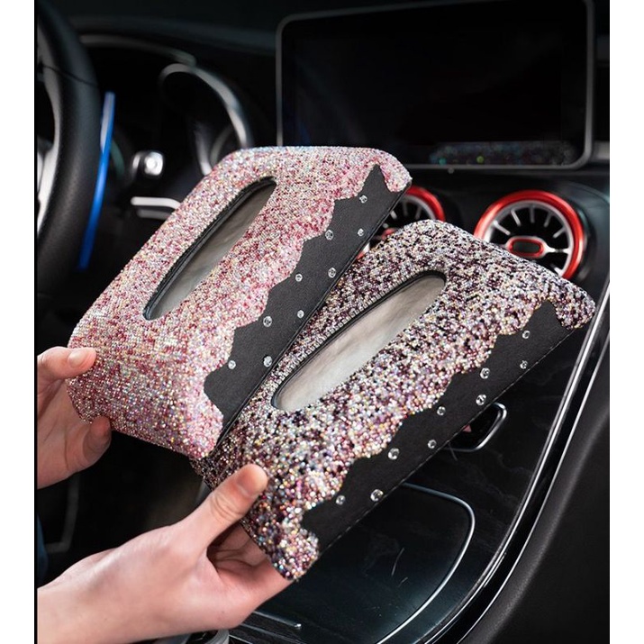 Tenpat tissue putih kotak tissu mobil Kotak Tisu DAD Falling Star Crystal Full Bling Bling Premium Edition