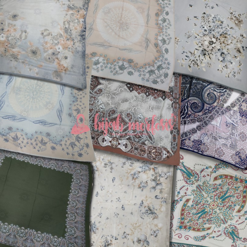 "KARACA" HIJAB TURKI SEGI EMPAT (SQUARE) | Bahan Stretchy, Satin Silk dan Katun | Size 115 & 120 cm