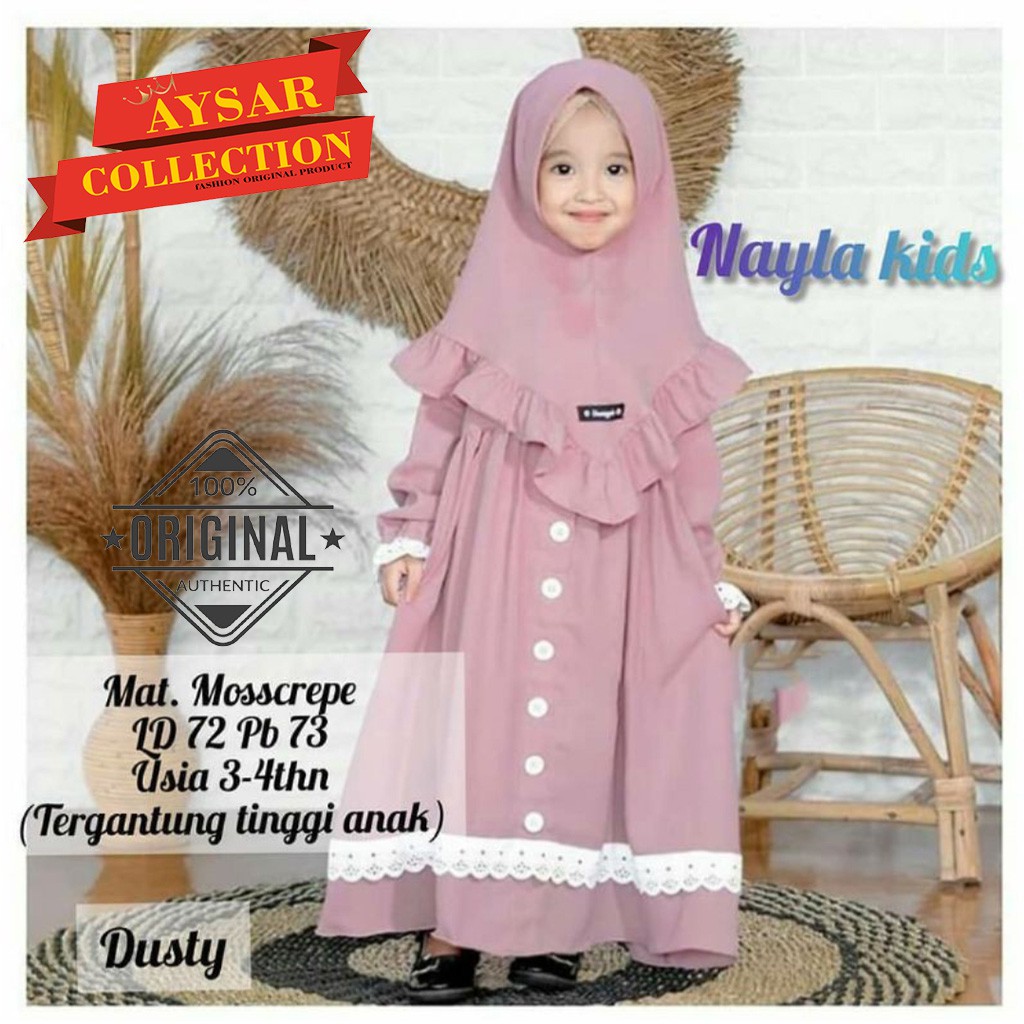 Grosir Gamis Anak Princes 3-5 Tahun Model Simple Elegan Gamis Anak Perempuan Nayla Kids