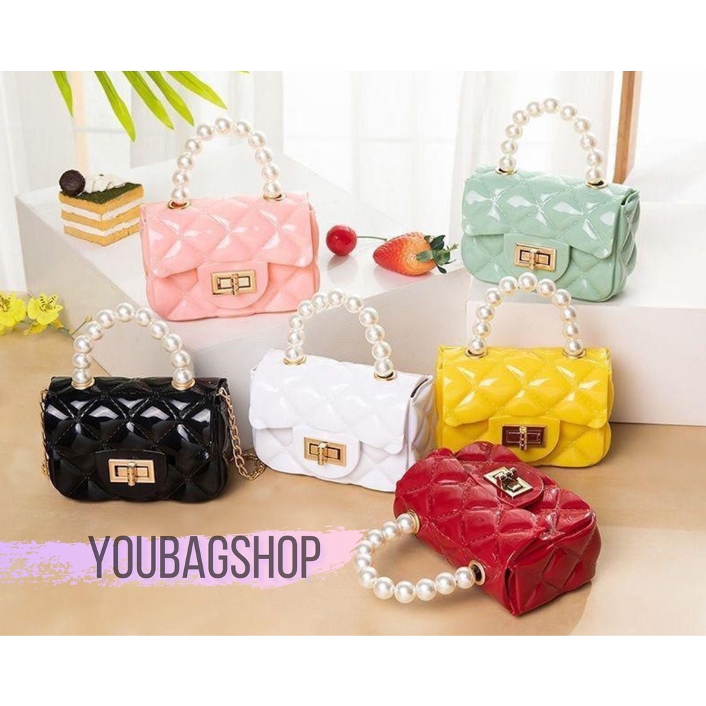 Tas jelly Selempang Wanita / Handbag /Jelly Bag Mutiara Mini / Bag Korean Fashion 9074-1