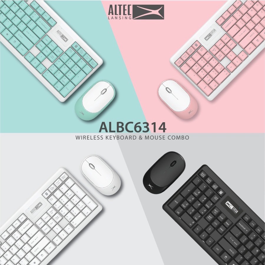 Keyboard Mouse Wireless Altec Lansing ALBC-6314 Silent Blue