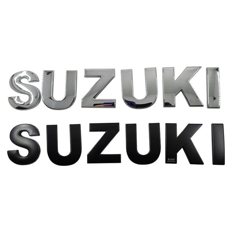 SUZUKI Hood Emblem DIY Letter 45mm Chrome/Black Car Decals Stickers